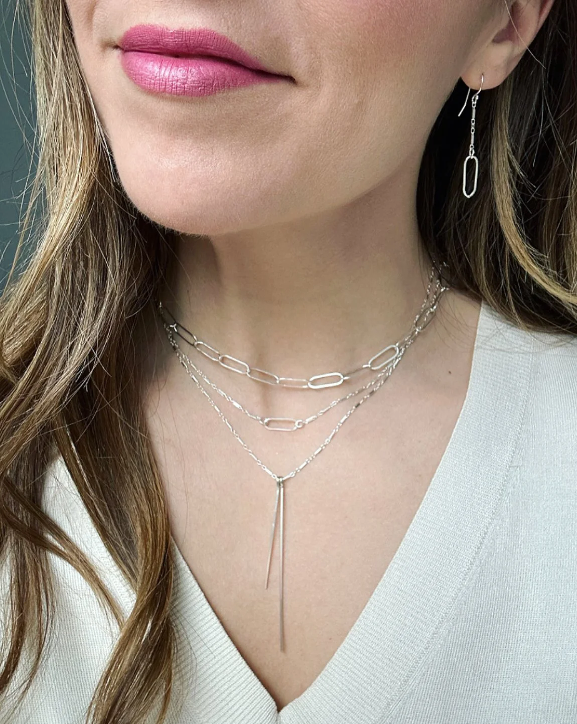 Paperclip link bar necklace — Rach B Jewelry